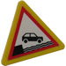 LEGO Yellow Triangular Sign with Car Falling into Water Sticker with Split Clip (30259)