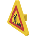 LEGO Jaune Triangulaire Sign avec &#039;Homme at Work&#039; Autocollant avec clip fendu (30259)