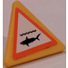 LEGO Yellow Triangular Sign with Shark Warning Sticker with Split Clip (30259)