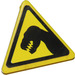 LEGO Yellow Triangular Sign with T-Rex Sticker with Split Clip (30259)