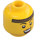 LEGO Yellow Viking - Dark Red Overalls Minifigure Head (Safety Stud) (3274 / 104507)