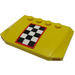 LEGO Jaune Coin 4 x 6 Incurvé avec Checkered avec rouge Autocollant (52031)