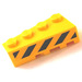 LEGO Jaune Coin Brique 2 x 4 La gauche avec Jaune et Noir Danger Rayures Autocollant (41768)