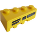 LEGO Geel Wig Steen 2 x 4 Rechtsaf met Zwart en Geel Vent Sticker (41767)