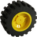 LEGO Žlutá Wheel Hub 14.8 x 16.8 with Centre Groove with Black Tire 30.4 x 14