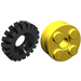 LEGO Yellow Wheel Rim 10 x 17.4 with 4 Studs and Technic Peghole with Tire 43 x 11 (17 mm Inside Diameter)