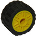 LEGO Yellow Wheel Rim Ø18 x 14 with Pin Hole with Tire 24 x 14 Shallow Tread (Tread Small Hub) with Band around Center of Tread