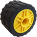 LEGO Yellow Wheel Rim Ø18 x 14 with Pin Hole with Tire 24 x 14 Shallow Tread (Tread Small Hub) without Band around Center of Tread