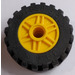 LEGO Žlutá Wheel Rim Ø18 x 14 with Pin Hole with Tire Ø 30.4 x 14 with Offset Tread Pattern and Band around Center