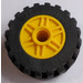 LEGO Gelb Rad Felge Ø18 x 14 mit Stift Loch mit Reifen Ø 30.4 x 14 mit Offset Treten Muster und Band around Center