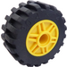 LEGO Gelb Rad Felge Ø18 x 14 mit Stift Loch mit Reifen 30.4 x 14 mit Offset Treten Muster und No band