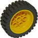 레고 노란색 Wheel Rim 30mm x 12.7mm Stepped with Tire 13 x 24