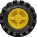 LEGO Geel Wheel Rim Ø8 x 6.4 without Side Notch with Small Tire with Offset Tread (without Band Around Center of Tread) (73420)