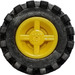 LEGO Yellow Wheel Rim Ø8 x 6.4 without Side Notch with Small Tire with Offset Tread (without Band Around Center of Tread) (73420)
