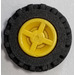 LEGO Giallo Wheel Rim Ø8 x 6.4 without Side Notch with Tire Ø15 X 6mm with Offset Tread Band Around Center of Tread