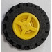 LEGO Yellow Wheel Rim Ø8 x 6.4 without Side Notch with Tire Ø15 X 6mm with Offset Tread Band Around Center of Tread