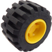 LEGO Yellow Wheel Rim Wide Ø11 x 12 with Notched Hole with Tire 21mm D. x 12mm - Offset Tread Small Wide with Band Around Center of Tread