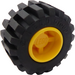 LEGO Gul Wheel Rim Wide Ø11 x 12 with Notched Hole with Tire 21mm D. x 12mm - Offset Tread Small Wide with Bevelled Tread Edge