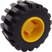 LEGO Yellow Wheel Rim Wide Ø11 x 12 with Notched Hole with Tire 21mm D. x 12mm - Offset Tread Small Wide with Slightly Bevelled Edge and no Band