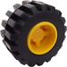 LEGO Keltainen Wheel Rim Wide Ø11 x 12 with Notched Hole with Tire 21mm D. x 12mm - Offset Tread Small Wide with Slightly Bevelled Edge and no Band