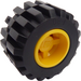 LEGO Yellow Wheel Rim Wide Ø11 x 12 with Round Hole with Tire 21mm D. x 12mm - Offset Tread Small Wide with Slightly Bevelled Edge and no Band