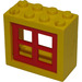 LEGO Geel Venster 2 x 4 x 3 Kader met Rood Pane