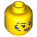 LEGO Yellow Woman in Dirt Bike Helmet Minifigure Head (Recessed Solid Stud) (3626 / 38285)