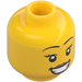 LEGO Yellow Woman with Dark Azure Hair Minifigure Head (Recessed Solid Stud) (3626 / 68587)