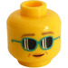 LEGO Yellow Woman with Pink Vest Minifigure Head (Recessed Solid Stud) (3626 / 38324)