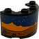 LEGO Black Cylinder 2 x 4 x 2 Half with Martian landscape with dark brown mountains, dark blue sky and stars (left) Sticker (24593)