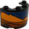 LEGO Black Cylinder 2 x 4 x 2 Half with Martian landscape with dark brown mountains, dark blue sky and stars (right) Sticker (24593)