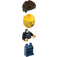 LEGO Police Officer (Male) with Black Vest over Dark Blue Shirt and Dark Brown Hair Minifigure LEGO Police Officer (Male) with Black Vest over Dark Blue Shirt and Dark Brown Hair Minifigure