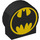 Duplo Zwart Steen 1 x 3 x 2 met Ronde Top met Batman Symbol met uitgesneden zijkanten (17418 / 29027)