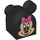 Duplo Black Brick 2 x 2 Curved with Ears and Minnie Mouse (16135)