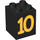 Duplo Black Brick 2 x 2 x 2 with Yellow &#039;10&#039; (31110 / 88269)
