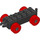 Duplo Black Car Chassis 2 x 6 with Red Wheels (Open Hitch) (14639 / 74656)