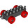 Duplo Zwart Auto Chassis 2 x 6 met Rood Wielen (trekhaak) (14639 / 74656)