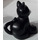 Duplo Schwarz Katze (Sitting) mit Whiskers und Weiß Chest (29122)