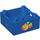 Duplo Blue Box with Handle 4 x 4 x 1.5 with Parcel and around the world (delivery symbol) (12014 / 63008)