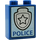 Duplo Blau Stein 1 x 2 x 2 mit Polizei Abzeichen ohne Unterrohr (54666 / 90359)