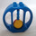 Duplo Blauw ovaal Rattle met Rood en Geel Bal