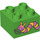 Duplo Bright Green Brick 2 x 2 with pink and yellow Caterpillar (3437 / 16121)