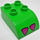 Duplo Bright Green Brick 2 x 3 with Curved Top with Pink Triangles (2302)