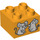 Duplo Bright Light Orange Brick 2 x 2 with Two Grey Mice (3437 / 16236)