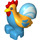 Duplo Naranja claro brillante Rooster con Azul (73391)