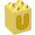 Duplo Bright Light Yellow Brick 2 x 2 x 2 with Letter &quot;U&quot; Decoration (31110 / 65944)