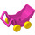 Duplo Dark Pink Pram with Smaller Yellow Wheels (88206 / 92937)