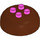 Duplo Dark Pink Round Brick 4 x 4 with Dome Top with Brown top (18488 / 98220)