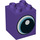 Duplo Dark Purple Brick 2 x 2 x 2 with Eye with Blue looking left (31110 / 43797)