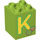 Duplo Lime Brick 2 x 2 x 2 with K for Kiwi (31110 / 93001)